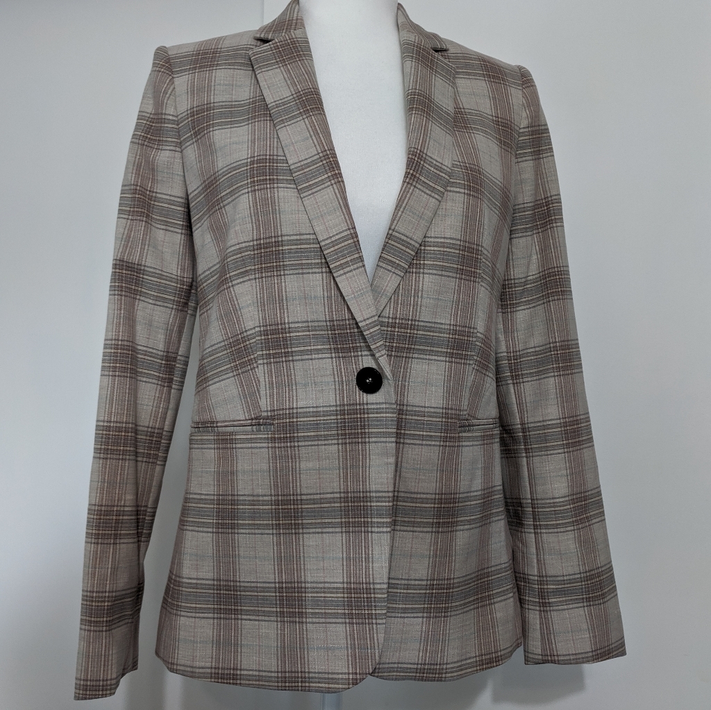 Mango Checkered Single Breasted Blazer Size 4